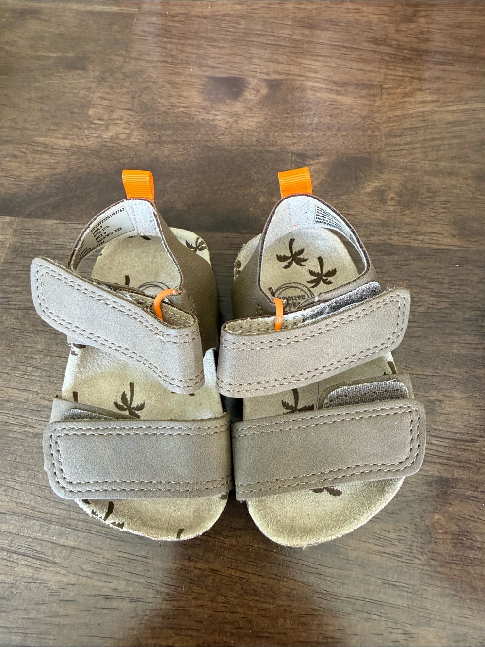 wonder nation Tan Kids Sandals with Orange Pull Tabs